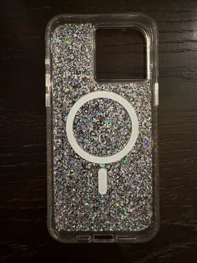 Case-Mate Clear Silver Holographic Glitter MagSafe Phone Case
